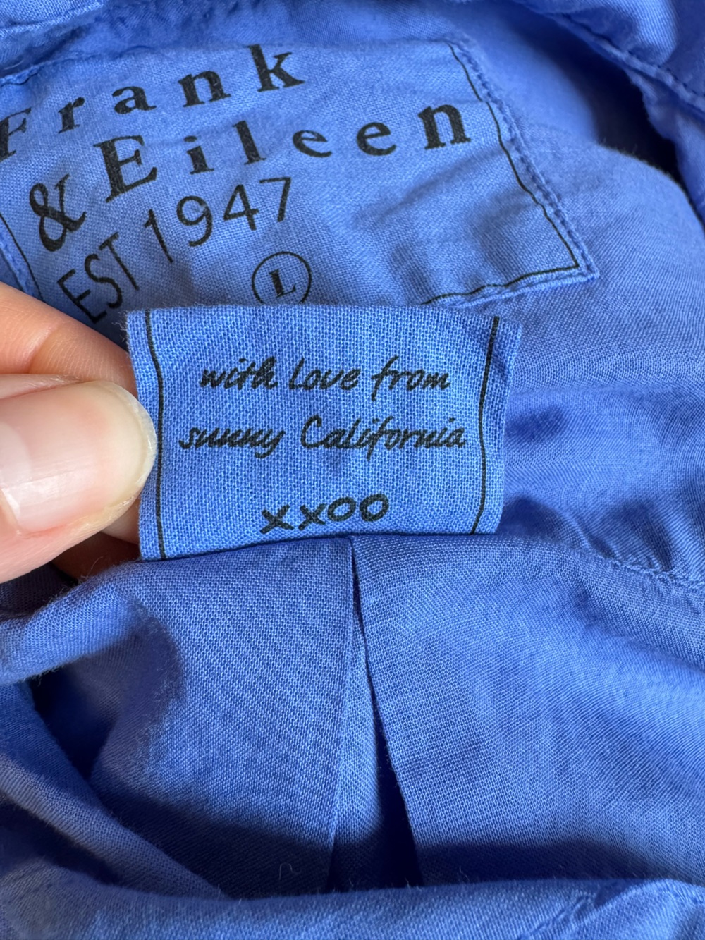Frank & Eileen Rory Maxi Dress Woven Long Shirt Blue Coastal Euro Summer Large - Picture 9 of 14